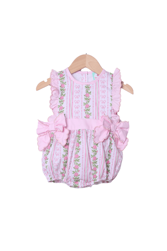 The Smocked Flamingo Apparel & Accessories Fancy Floral Ruffle Bow Bubble