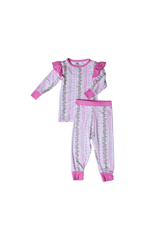 The Smocked Flamingo Apparel & Accessories Fancy Floral Ruffle Pajamas