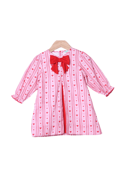 The Smocked Flamingo Apparel & Accessories Fancy Hearts Bow Dress