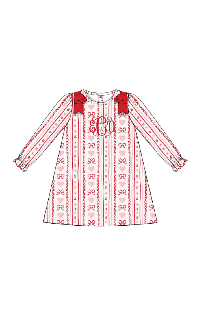 The Smocked Flamingo Apparel & Accessories Fancy Hearts Honeycomb Dress