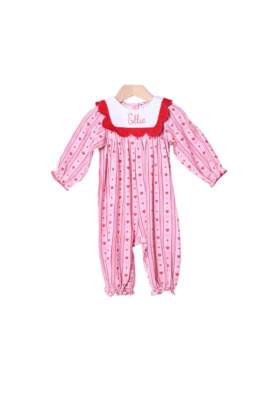 The Smocked Flamingo Apparel & Accessories Fancy Hearts Scalloped Romper