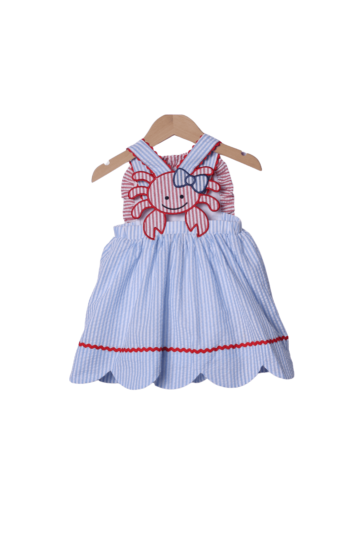 The Smocked Flamingo Apparel & Accessories Feeling Crabby Seersucker Dress