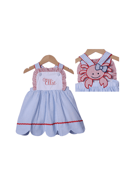 The Smocked Flamingo Apparel & Accessories Feeling Crabby Seersucker Dress