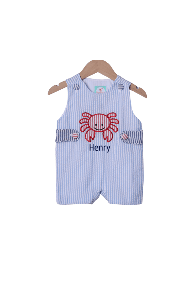The Smocked Flamingo Apparel & Accessories Feeling Crabby Seersucker Jon Jon