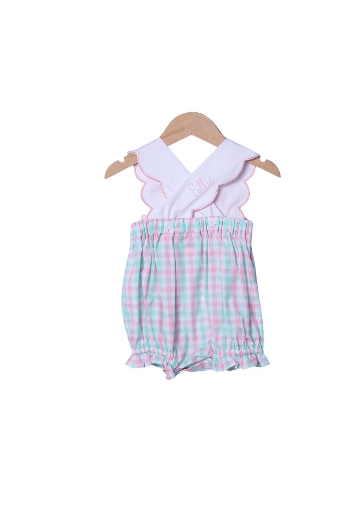 The Smocked Flamingo Apparel & Accessories Flamingo Pink and Mint Plaid Bow Bubble