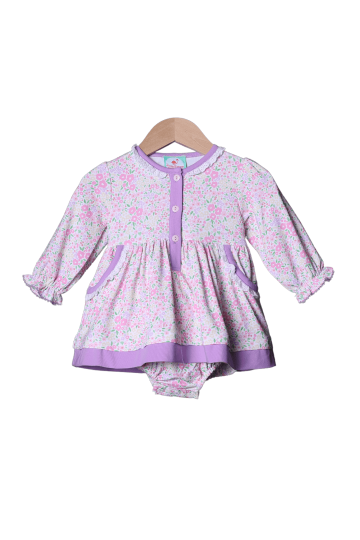 The Smocked Flamingo Apparel & Accessories Floral and Lavender Swing Bubble