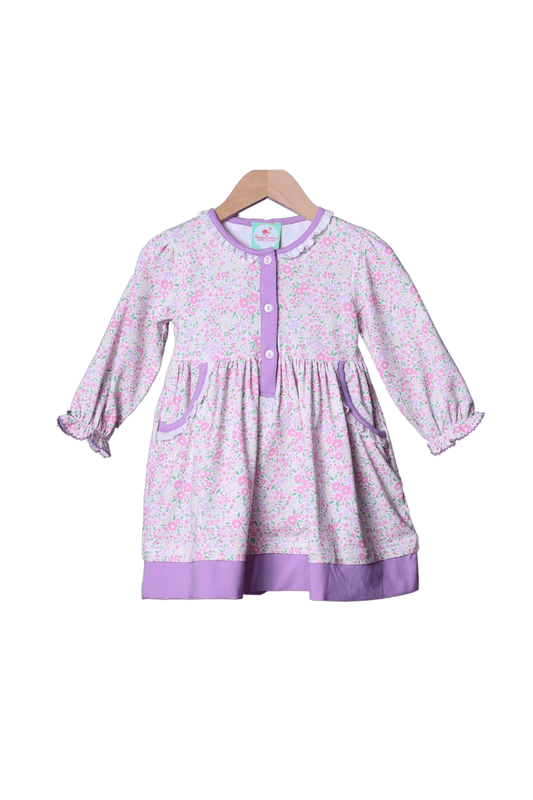 The Smocked Flamingo Apparel & Accessories Floral and Lavender Swing Dress