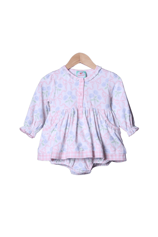 The Smocked Flamingo Apparel & Accessories Floral and Pink Gingham Swing Bubble