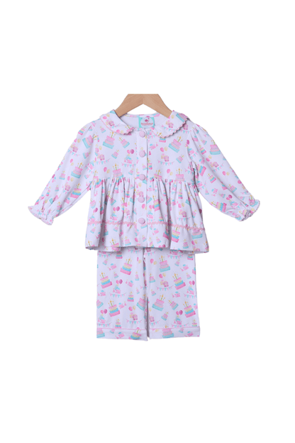 The Smocked Flamingo Apparel & Accessories Floral Birthday Party Knit Pajamas LONG Sleeve
