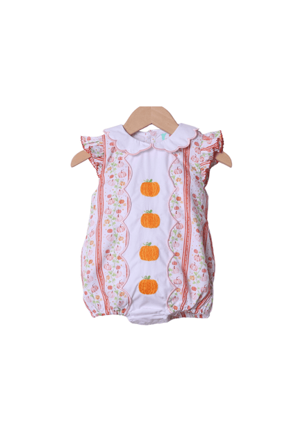The Smocked Flamingo Apparel & Accessories Floral Pumpkins Flutter Sleeve Bubble