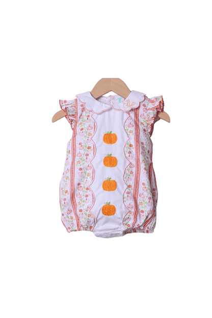 The Smocked Flamingo Apparel & Accessories Floral Pumpkins Flutter Sleeve Bubble