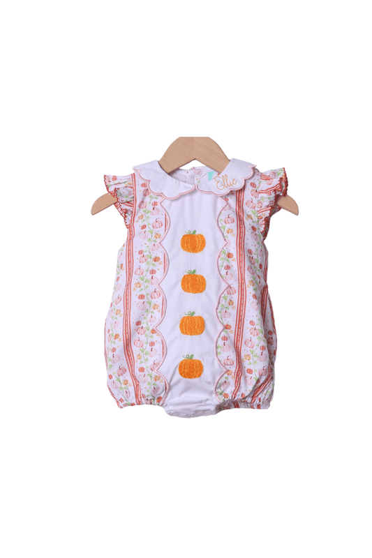 The Smocked Flamingo Apparel & Accessories Floral Pumpkins Flutter Sleeve Bubble