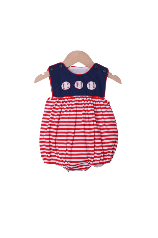 The Smocked Flamingo Apparel & Accessories French Knot Baseball Red Stripe Bubble