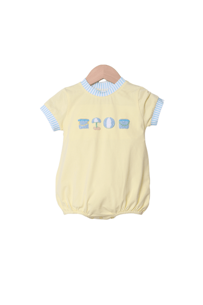 The Smocked Flamingo Apparel & Accessories French Knot Beach Fun Yellow/Blue Stripe Bubble