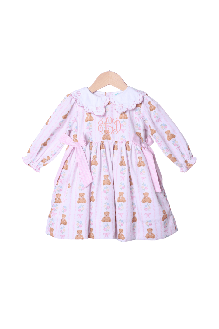 The Smocked Flamingo Apparel & Accessories French Knot Beary Sweet  Dress