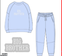 The Smocked Flamingo Apparel & Accessories French knot Big Brother Blue Pant set