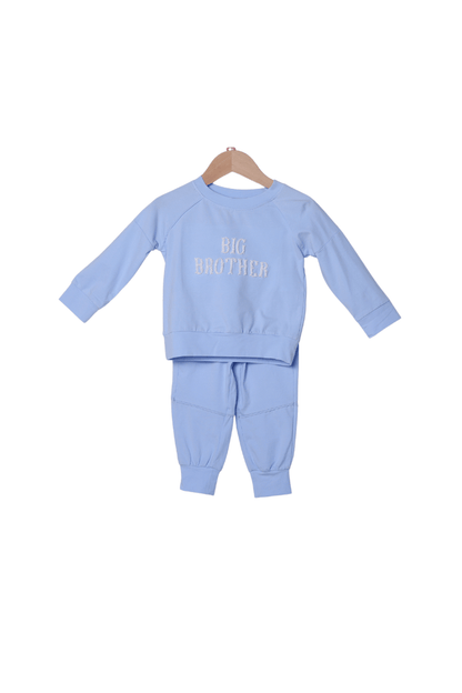 The Smocked Flamingo Apparel & Accessories French knot Big Brother Blue Pant set