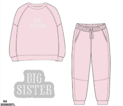 The Smocked Flamingo Apparel & Accessories French knot Big Sister Pink Pant set