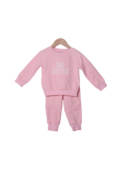 The Smocked Flamingo Apparel & Accessories French knot Big Sister Pink Pant set