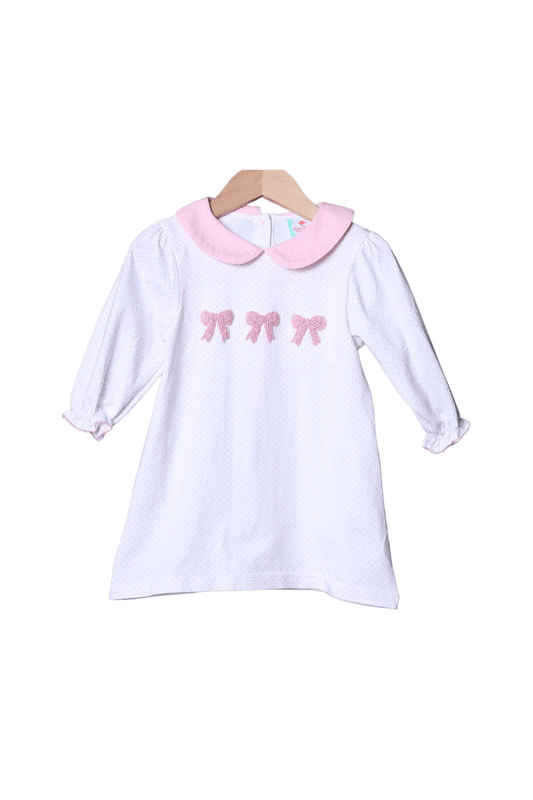 The Smocked Flamingo Apparel & Accessories French Knot Bow Bitty Dot Dress