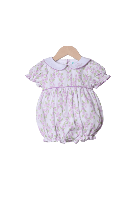 The Smocked Flamingo Apparel & Accessories French Knot Bunny Removable Tab Lavender Floral Bubble