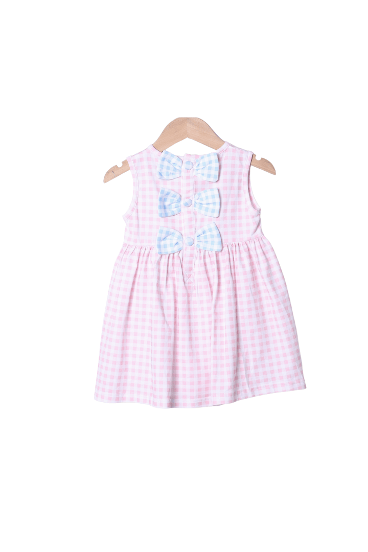 The Smocked Flamingo Apparel & Accessories French Knot Bunny Topiary Pink Gingham Dress