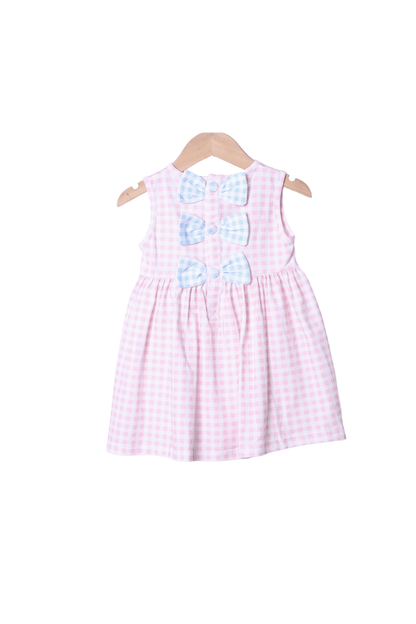 The Smocked Flamingo Apparel & Accessories French Knot Bunny Topiary Pink Gingham Dress