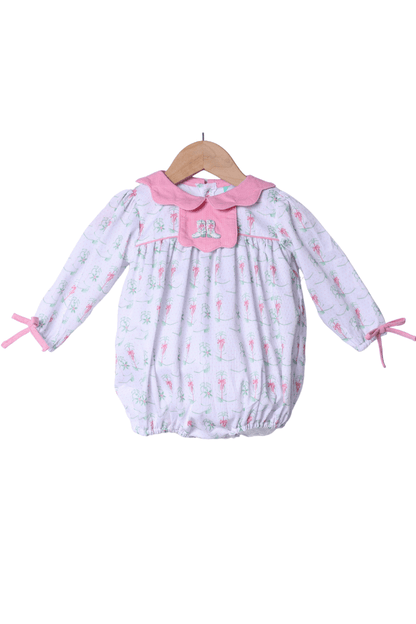 The Smocked Flamingo Apparel & Accessories French Knot Christmas Boots Pink Corduroy Bubble