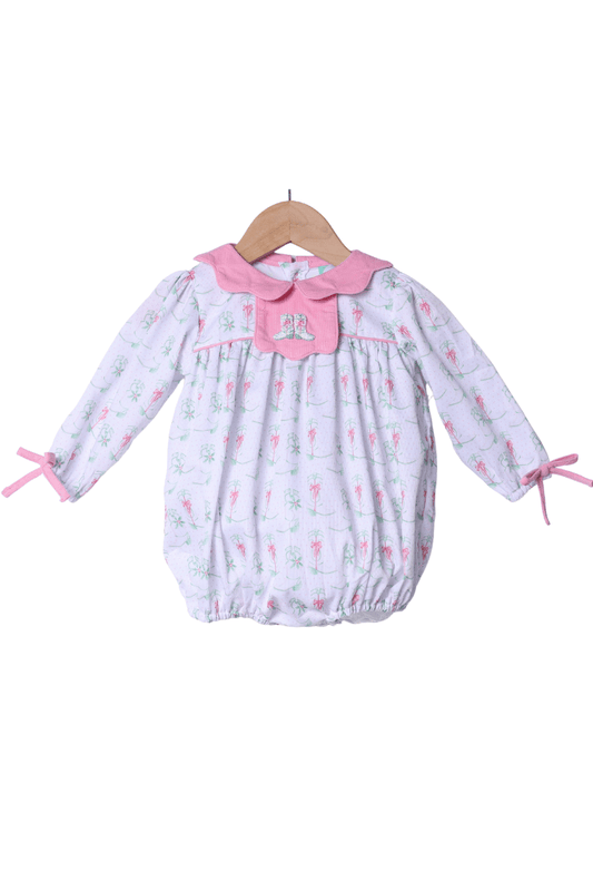 The Smocked Flamingo Apparel & Accessories French Knot Christmas Boots Pink Corduroy Bubble