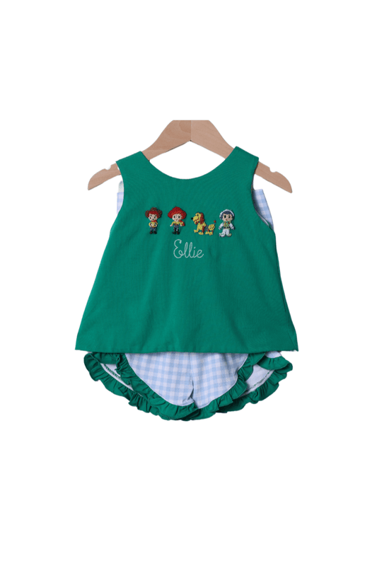 The Smocked Flamingo Apparel & Accessories French Knot Cowboy and Friends Bow Short Set