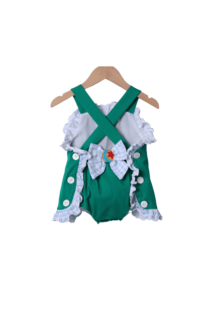 The Smocked Flamingo Apparel & Accessories French Knot Cowboy and Friends Green Ruffle Bubble