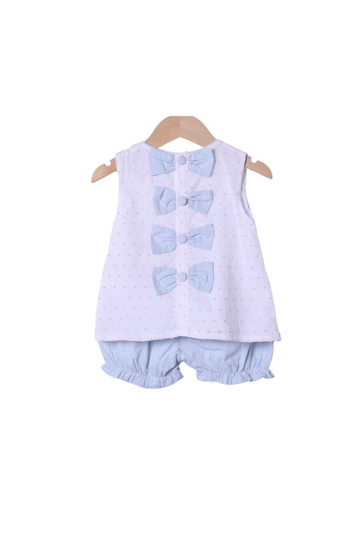 The Smocked Flamingo Apparel & Accessories French Knot Easter Basket Swiss Dot Bloomer Set