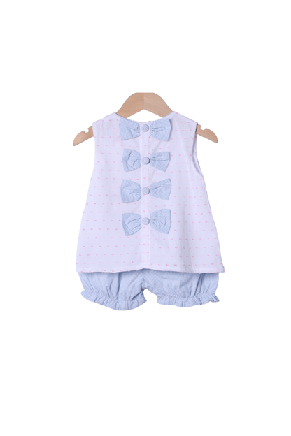 The Smocked Flamingo Apparel & Accessories French Knot Easter Basket Swiss Dot Bloomer Set