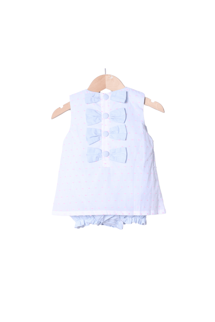 The Smocked Flamingo Apparel & Accessories French Knot Easter Basket Swiss Dot Skirted Bubble
