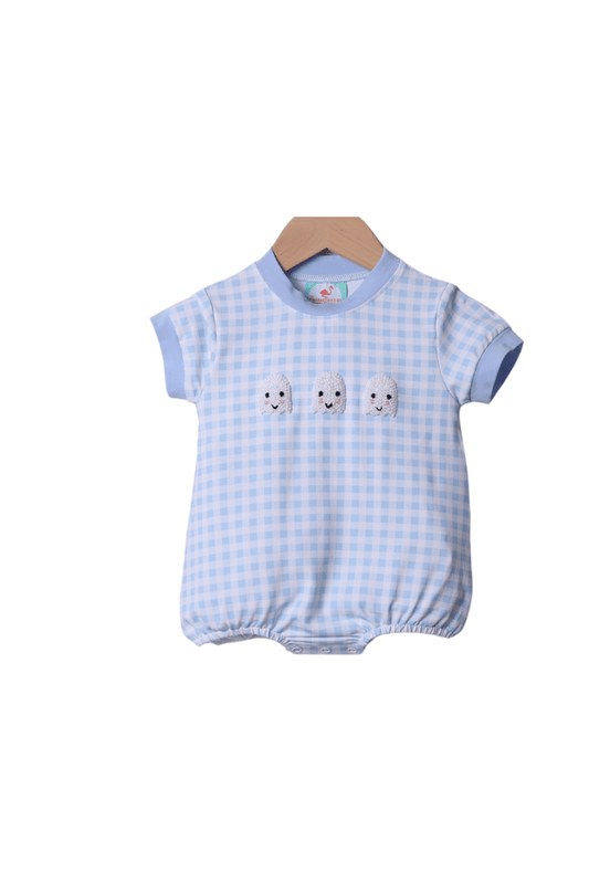 The Smocked Flamingo Apparel & Accessories French Knot Ghost Blue Gingham Bubble