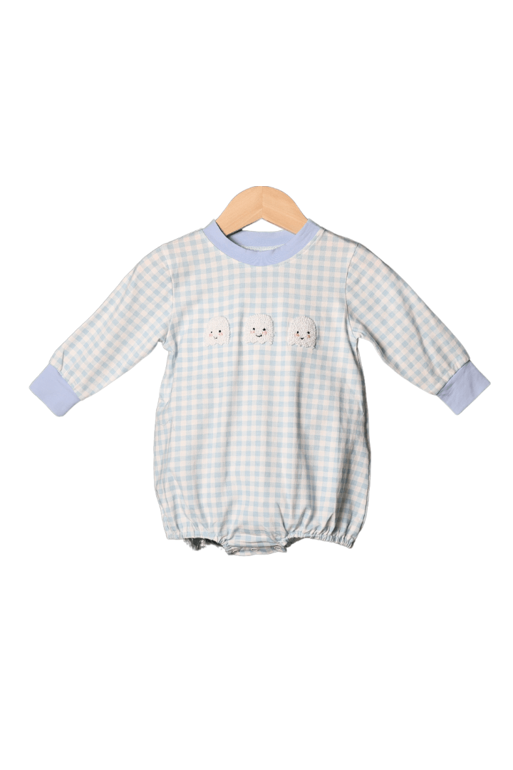 The Smocked Flamingo Apparel & Accessories French Knot Ghost Blue Gingham Bubble