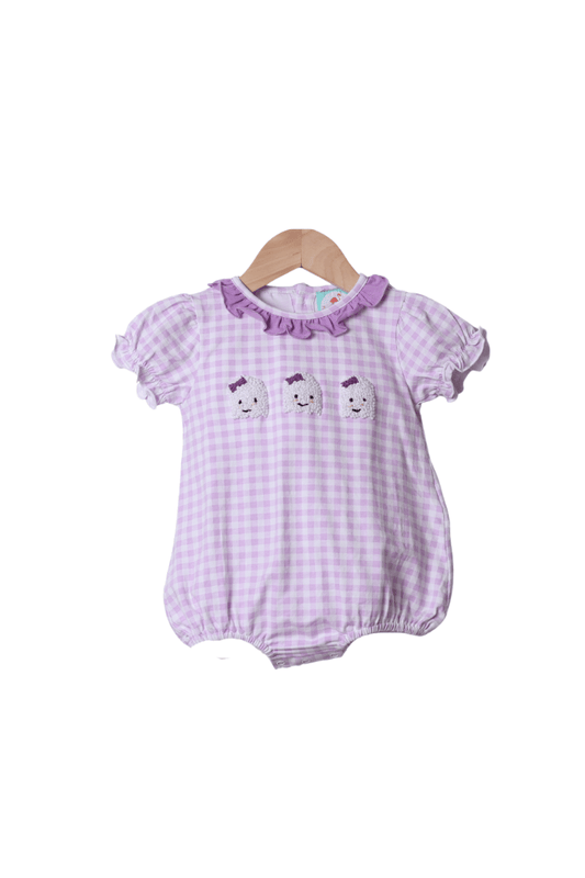 The Smocked Flamingo Apparel & Accessories French Knot Ghost Lavender Gingham Bubble
