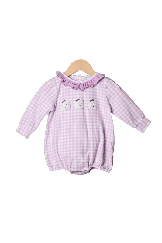 The Smocked Flamingo Apparel & Accessories French Knot Ghost Lavender Gingham Bubble