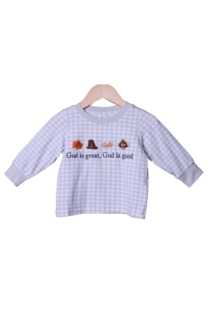 The Smocked Flamingo Apparel & Accessories French Knot God is Good Gingham Shirt