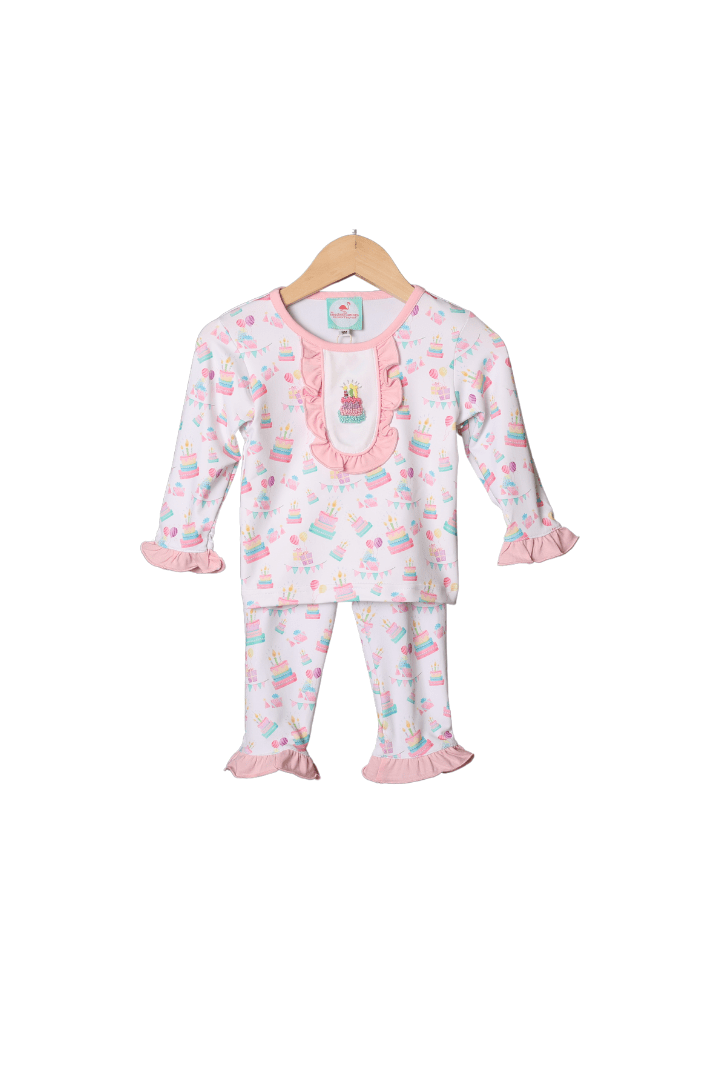 The Smocked Flamingo Apparel & Accessories French Knot Happy Birthday Long Sleeve Pajamas