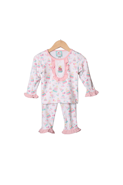 The Smocked Flamingo Apparel & Accessories French Knot Happy Birthday Long Sleeve Pajamas