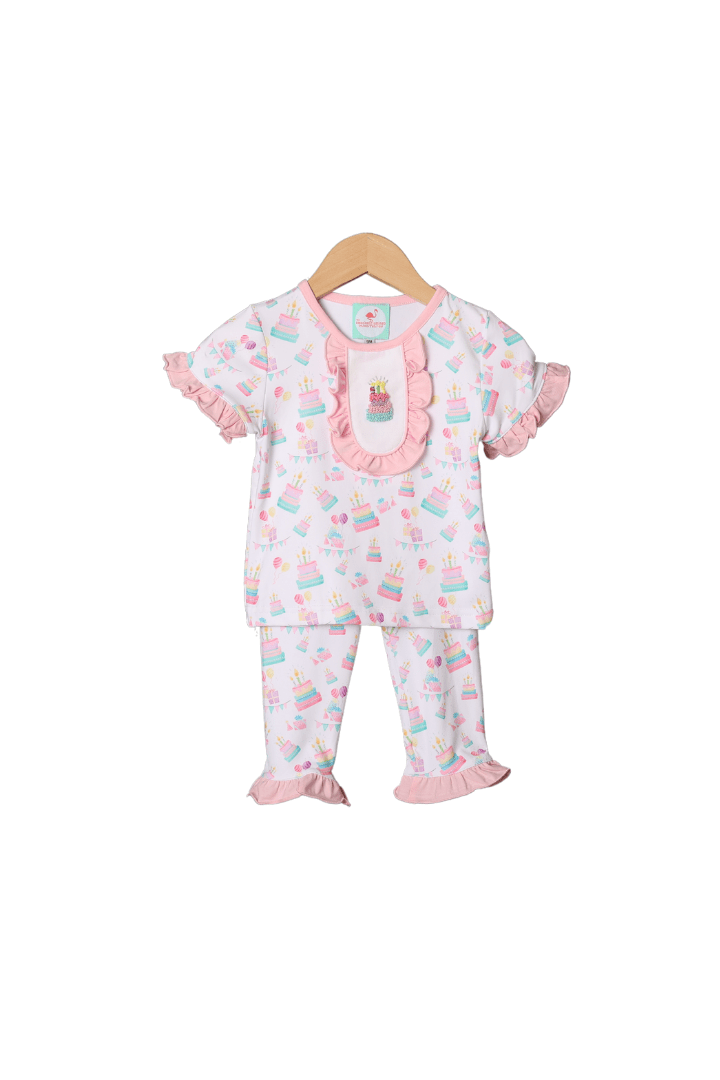 The Smocked Flamingo Apparel & Accessories French Knot Happy Birthday Short Sleeve Pajamas