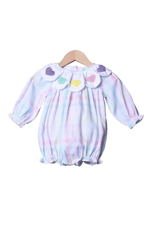 The Smocked Flamingo Apparel & Accessories French Knot Heart Pastel Plaid Bubble