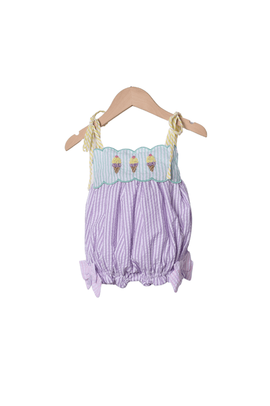 The Smocked Flamingo Apparel & Accessories French Knot Ice Cream Seersucker Bubble