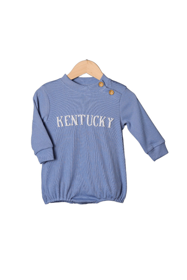 The Smocked Flamingo Apparel & Accessories French Knot Kentucky Blue Knit Sweater Bubble