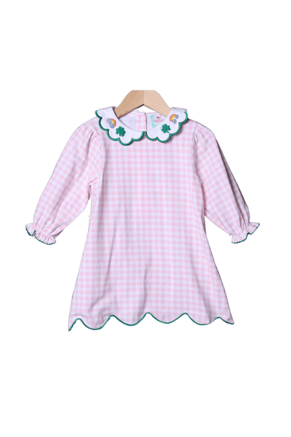 The Smocked Flamingo Apparel & Accessories French Knot Lucky Charm Pink Gingham Dress