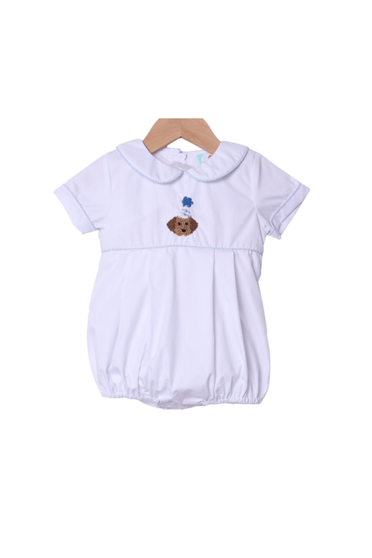 The Smocked Flamingo Apparel & Accessories French Knot Party Pup White/Gingham Bubble