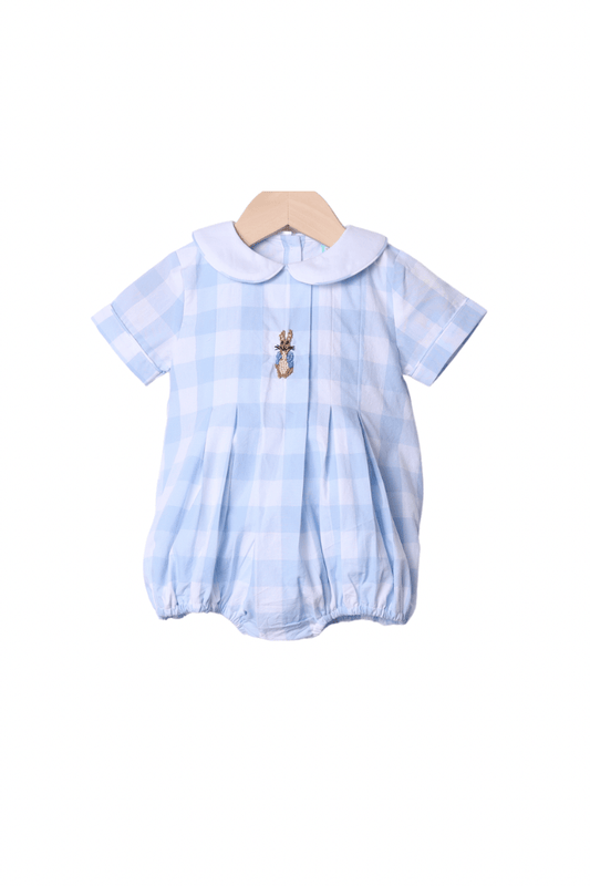 The Smocked Flamingo Apparel & Accessories French Knot Peter Rabbit Blue Gingham Bubble