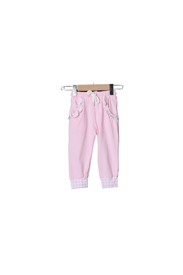 The Smocked Flamingo Apparel & Accessories French Knot Pink Gingham Jogger Set