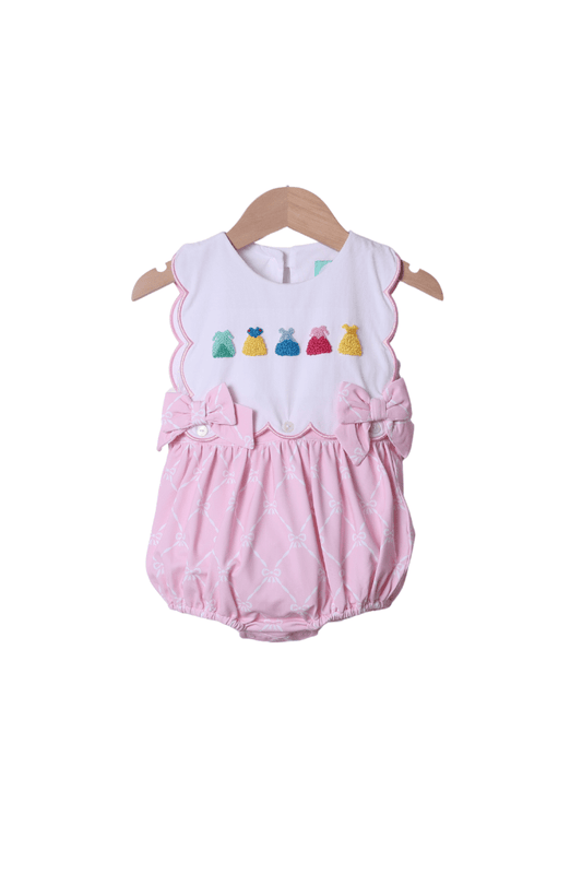 The Smocked Flamingo Apparel & Accessories French Knot Princess Pink Trellis Bow Bubble